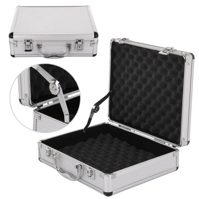 Hinsinc Aluminium Pistol Gun Case Lockable Flight Case Foam Tool Box UK in Silver - image 1