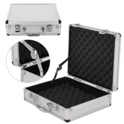 Hinsinc Aluminium Pistol Gun Case Lockable Flight Case Foam Tool Box UK in Silver - thumbnail 1