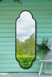 MirrorOutlet Black Metal Framed Double Arched Oval Garden Wall Mirror (170 X 59M) - Size: 1 Pack - thumbnail 2
