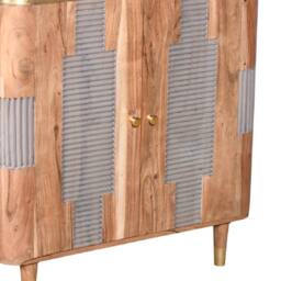 Wyld Haus Idaho Natural Acacia Wood & Brass 2 Door Cabinet in Brown - thumbnail 3