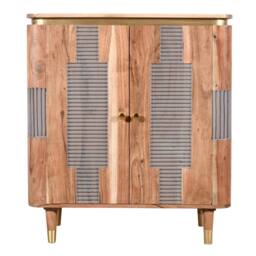 Wyld Haus Idaho Natural Acacia Wood & Brass 2 Door Cabinet in Brown - thumbnail 2
