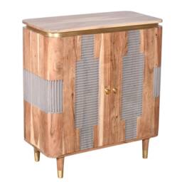 Wyld Haus Idaho Natural Acacia Wood & Brass 2 Door Cabinet in Brown - thumbnail 4