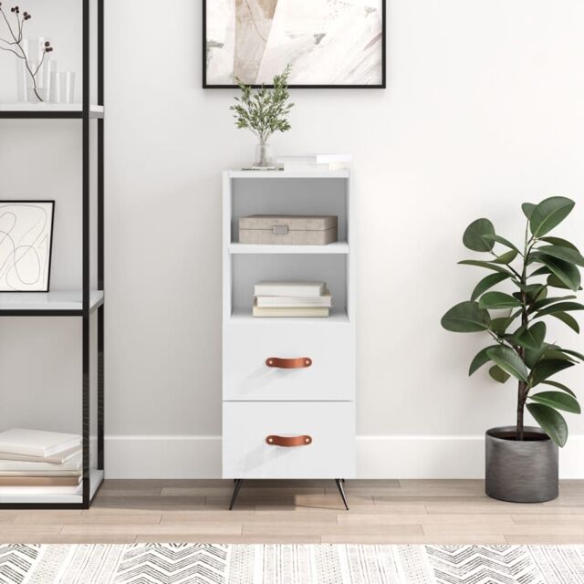 Berkfield Home Sideboard High Gloss White 34.5x34x90 cm Engineered Wood - image 1