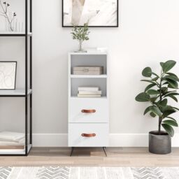 Berkfield Home Sideboard High Gloss White 34.5x34x90 cm Engineered Wood - thumbnail 1