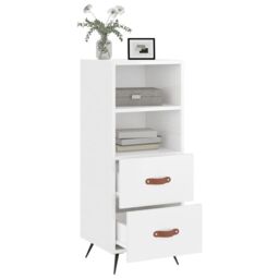 Berkfield Home Sideboard High Gloss White 34.5x34x90 cm Engineered Wood - thumbnail 4