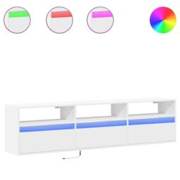 Berkfield Home TV Wall Cabinet with LED White 180x31x45 cm - Size: 180 x 31 x 45 cm - thumbnail 1