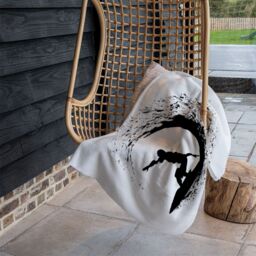 Benjamin Tate Design Surfer Silhouette Blanket in Natural - Size: 120 cm x 150 cm - thumbnail 4