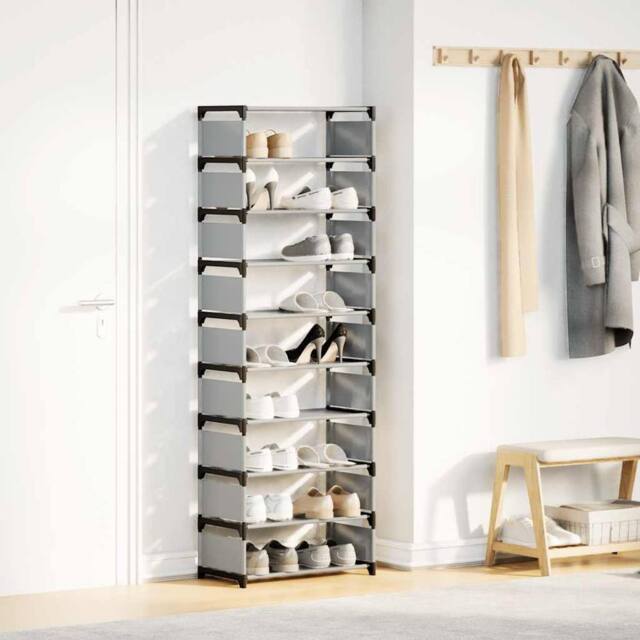 Berkfield Home Shoe Rack 10-Tier Grey 54x28x158 cm Non-woven Fabric - Size: 54 x 28 x 158 cm - image 1