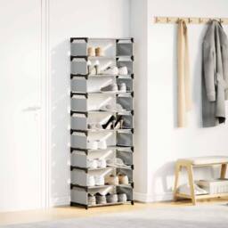Berkfield Home Shoe Rack 10-Tier Grey 54x28x158 cm Non-woven Fabric - Size: 54 x 28 x 158 cm - thumbnail 1
