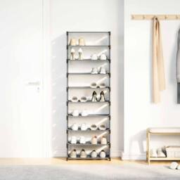 Berkfield Home Shoe Rack 10-Tier Grey 54x28x158 cm Non-woven Fabric - Size: 54 x 28 x 158 cm - thumbnail 4