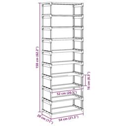 Berkfield Home Shoe Rack 10-Tier Grey 54x28x158 cm Non-woven Fabric - Size: 54 x 28 x 158 cm - thumbnail 9