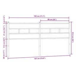 Berkfield Home Headboard Brown Oak 180 cm Steel & Engineered Wood - thumbnail 6
