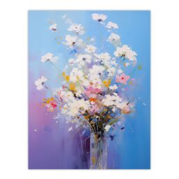 "Artery8 Wall Art Print Baby's Breath Flowers Painting Purple Blue Pink Bouquet Poster - Size: W18"" x H24""" - thumbnail 1