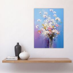 "Artery8 Wall Art Print Baby's Breath Flowers Painting Purple Blue Pink Bouquet Poster - Size: W18"" x H24""" - thumbnail 4