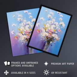 "Artery8 Wall Art Print Baby's Breath Flowers Painting Purple Blue Pink Bouquet Poster - Size: W18"" x H24""" - thumbnail 2