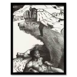 Artery8 Richard Roland Holst Framed Wall Art Tsar Nicholas II on the Russian Bear in White - Size: A4 - thumbnail 1