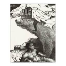 Artery8 Richard Roland Holst Framed Wall Art Tsar Nicholas II on the Russian Bear in White - Size: A4 - thumbnail 3