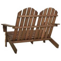 Berkfield Home 2-Seater Garden Adirondack Chair Solid Fir Wood Brown - thumbnail 4