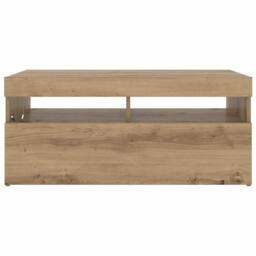 Berkfield Home TV Cabinet with LED Lights Artisan Oak 90x35x40 cm Engineered Wood in Brown - Size: 90 x 35 x 40 cm - thumbnail 6