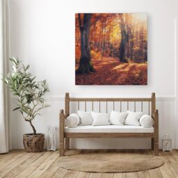 Warren Reed - Designer Autumn Forest Canvas in Brown - Size: w40 inch x h40 inch - thumbnail 3
