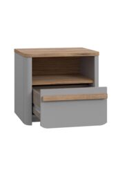 FWStyle Grey Sonoma Oak 1 Drawer 1 Shelf Bedside Table Cabinet - thumbnail 4