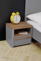 FWStyle Grey Sonoma Oak 1 Drawer 1 Shelf Bedside Table Cabinet - thumbnail 1