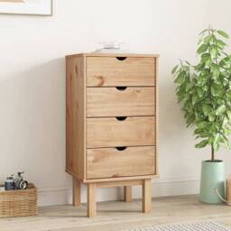 Berkfield Home Drawer Cabinet OTTA 45x39x90cm Solid Wood Pine in Brown - Size: 45 x 39 x 90 cm - thumbnail 2