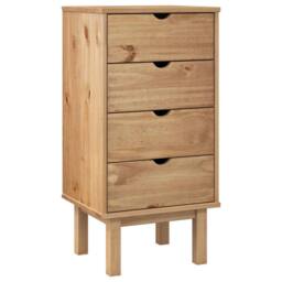 Berkfield Home Drawer Cabinet OTTA 45x39x90cm Solid Wood Pine in Brown - Size: 45 x 39 x 90 cm - thumbnail 1