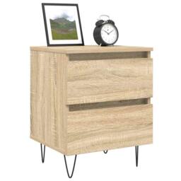 Berkfield Home Elegant Bedside Cabinet Sonoma Oak 40x35x50 cm Engineered Wood in Light Brown - Size: 40 x 35 x 50 cm - thumbnail 1