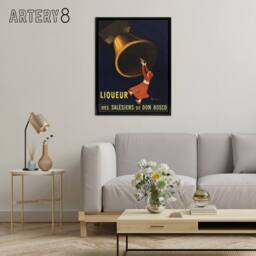 "Artery8 Angelus Liquor of Priests Advert Framed Canvas Wall Art Print Cappiello in Blue - Size: W12"" x H16""" - thumbnail 3