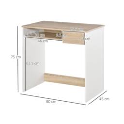 Wyld Haus Vali 80cm Oak Effect Compact Desk with Keyboard Tray & Drawer in White - thumbnail 4
