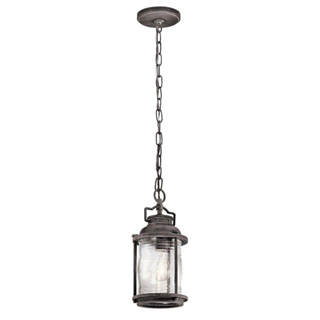 Netlighting Ashland Bay 1 Light Small Outdoor Ceiling Chain Lantern Zinc IP44 E27 in Grey - image 1