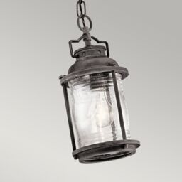 Netlighting Ashland Bay 1 Light Small Outdoor Ceiling Chain Lantern Zinc IP44 E27 in Grey - thumbnail 4