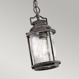 Netlighting Ashland Bay 1 Light Small Outdoor Ceiling Chain Lantern Zinc IP44 E27 in Grey - thumbnail 3