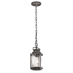 Netlighting Ashland Bay 1 Light Small Outdoor Ceiling Chain Lantern Zinc IP44 E27 in Grey - thumbnail 1