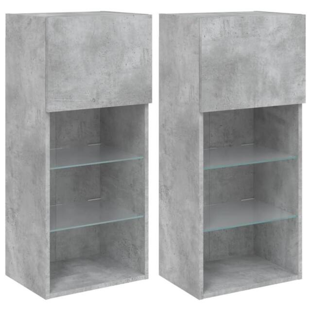 Berkfield Home TV Cabinets with LED Lights 2 pcs Concrete Grey 40.5x30x90 cm - image 1