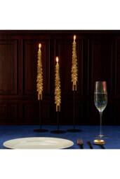 Deco Express Christmas Tree Candles Set of 6 Dinner Candles 7 Hr Burn Xmas Gift Set in Gold - thumbnail 4