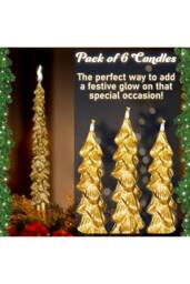 Deco Express Christmas Tree Candles Set of 6 Dinner Candles 7 Hr Burn Xmas Gift Set in Gold - thumbnail 5