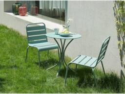 Vente-unique Round Metal Garden Table D.60Cm - Almond Green - MIRMANDE By MYLIA