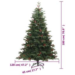Berkfield Home Beautiful Artificial Hinged Christmas Tree with Cones & Berries in Green - thumbnail 9