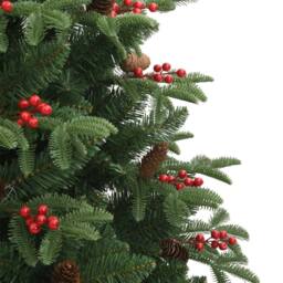 Berkfield Home Beautiful Artificial Hinged Christmas Tree with Cones & Berries in Green - thumbnail 5