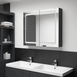 Berkfield Home LED Bathroom Mirror Cabinet Shining Black 80x12x68 cm - Size: 80 x 12 x 68 cm - thumbnail 1