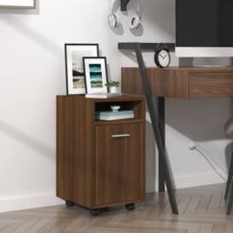 Berkfield Home Side Cabinet with Wheels Brown Oak 33x38x60 cm Engineered Wood - Size: 33 x 38 x 60 cm - thumbnail 2