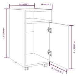 Berkfield Home Side Cabinet with Wheels Brown Oak 33x38x60 cm Engineered Wood - Size: 33 x 38 x 60 cm - thumbnail 8