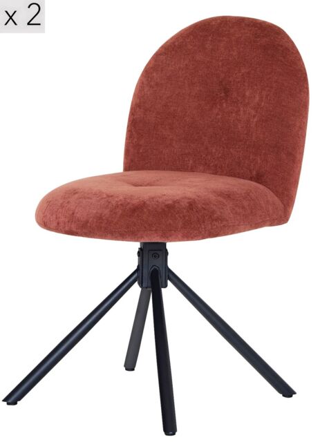 Nordlys Set of 2 Rotating Metal Dining Room Chairs in Red - image 1