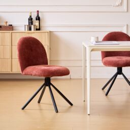 Nordlys Set of 2 Rotating Metal Dining Room Chairs in Red - thumbnail 9