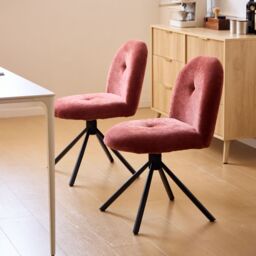 Nordlys Set of 2 Rotating Metal Dining Room Chairs in Red - thumbnail 8