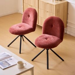 Nordlys Set of 2 Rotating Metal Dining Room Chairs in Red - thumbnail 3