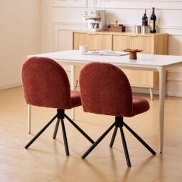 Nordlys Set of 2 Rotating Metal Dining Room Chairs in Red - thumbnail 4