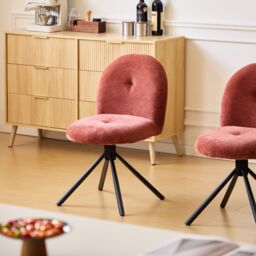 Nordlys Set of 2 Rotating Metal Dining Room Chairs in Red - thumbnail 2